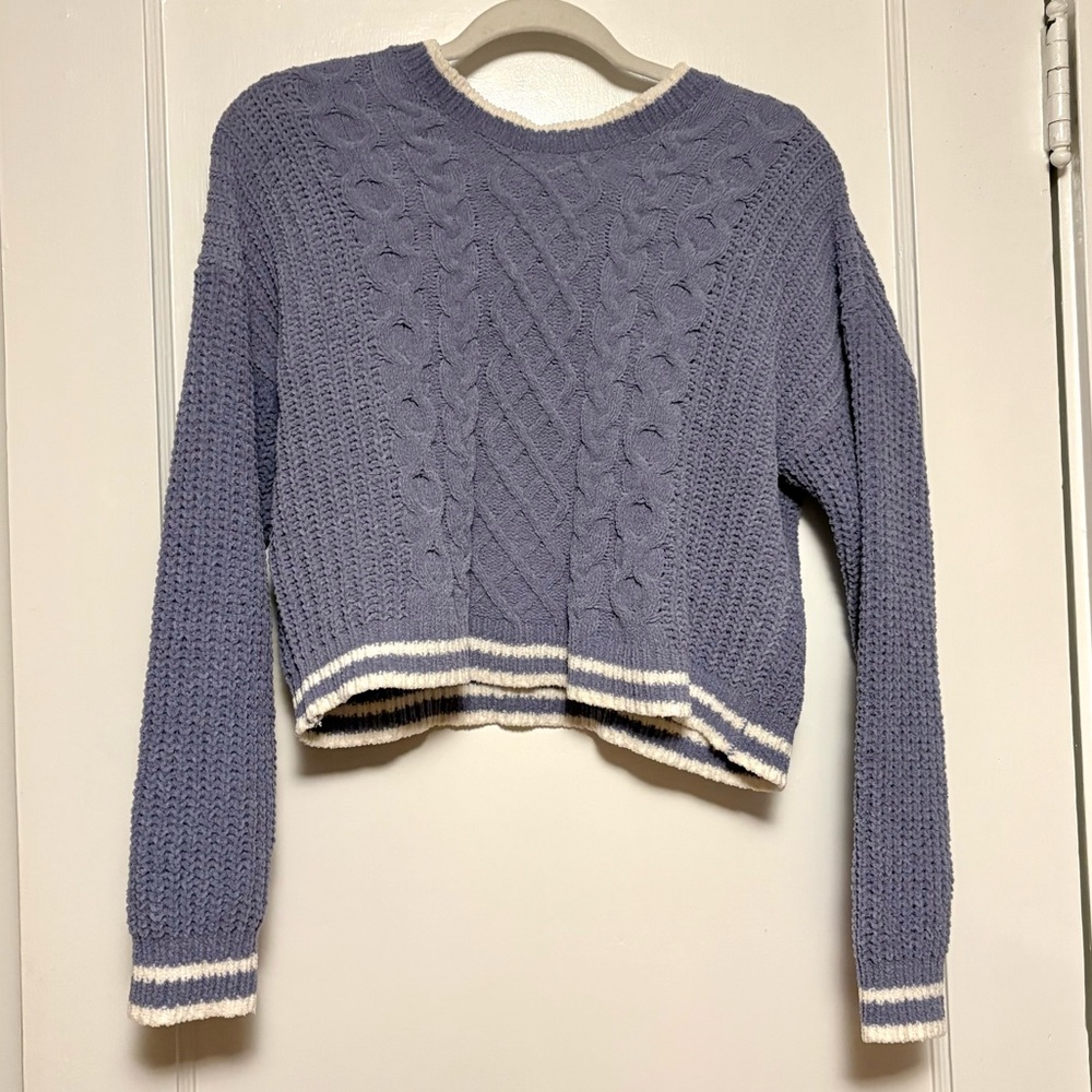 Lavender Cable Knit Sweater Crop